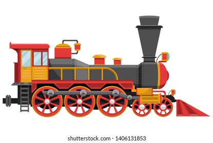 Vintage locomotive vector design illustration isolated on white background