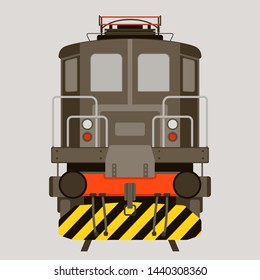 vintage locomotive, vector illustration,flat style, front side