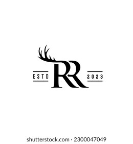 vintage logo about RR and deer horn logo vector, can be use on all media, because made with high resolution