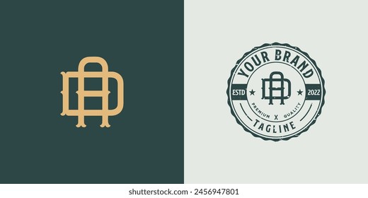 vintage logo AD letter label white background