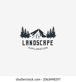vintage logo adventure vector design illustration. vintage landscape logo design concept isolated on white background
