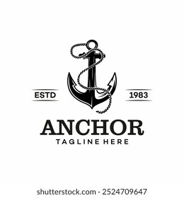 vintage logo anchor vector template illustration