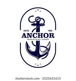 ilustração do modelo de vetor de âncora do logotipo vintage