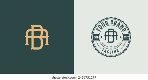 vintage logo BA letter circle emblem