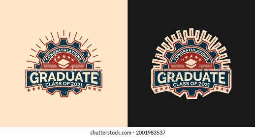 Vintage logo badge congratulations graduate class of 2021 1