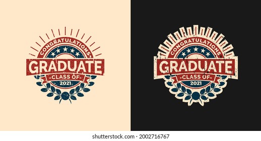 Vintage logo badge congratulations graduate class of 2021