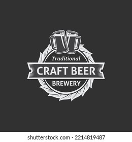 vintage logo, badge, emblem or logotype elements for beer, shop, home brew, tavern, bar, cafe and restaurant
