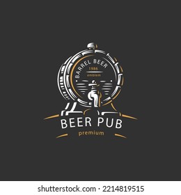 vintage logo, badge, emblem or logotype elements for beer, shop, home brew, tavern, bar, cafe and restaurant