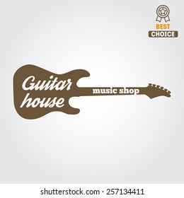 Vintage logo, badge, emblem or logotype elements for music shop, guitar shop 