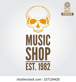 Vintage logo, badge, emblem or logotype elements for music shop, guitar shop 