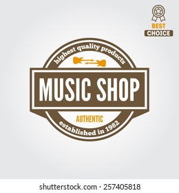 Vintage logo, badge, emblem or logotype elements for music shop, guitar shop