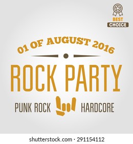 Vintage logo, badge, emblem or logotype elements for musical performance, rock festival or guitar party