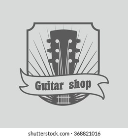 Vintage logo, badge, emblem or logotype elements for music shop, guitar shop. Can be used for design posters, flyers or cards