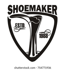 Vintage logo, badge, emblem for shoemaker, shoes shop and shoes repair, vector