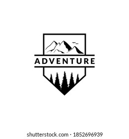 vintage logo badge for mountain camping adventure