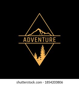 vintage logo badge for mountain camping adventure vector illustration