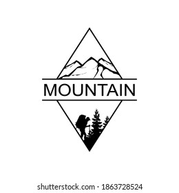 vintage logo badge for mountain hiking adventure