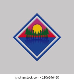 Vintage logo badge mountain outdoor label expedition camp & hiking vector illustration emblem isolated element adventure
