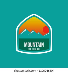 Vintage logo badge mountain outdoor label expedition camp & hiking vector illustration emblem isolated element adventure

