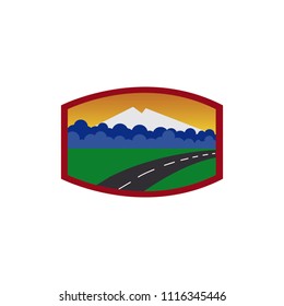 Vintage logo badge mountain outdoor label expedition camp & hiking vector illustration emblem isolated element adventure
