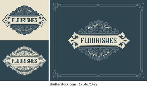 Vintage Logo or Banner Layout with ornamental elements