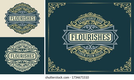 Vintage Logo or Banner Layout with ornamental elements