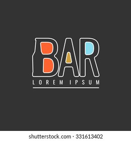 Vintage logo bar. Brewery. Sign design, poster, advertising. Vector elements.