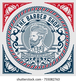 Vintage logo. Barbershop theme