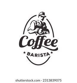 vintage logo barista coffee template illustration