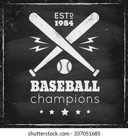 Vintage logo for baseball on chalkboard