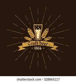 Vintage logo beer. Brewery. Sign design, poster, advertising. Vector elements.