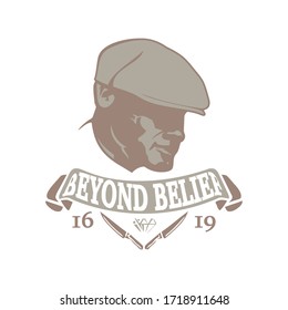 Vintage logo with bold man, Man Logo Design Template