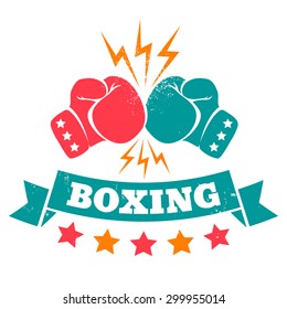 Vintage logo for a boxing on grunge background - Shutterstock ID 299955014