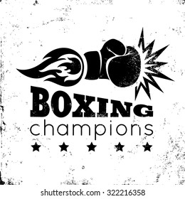 Vintage logo for a boxing on grunge background