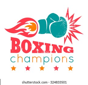 Vintage logo for a boxing on grunge background