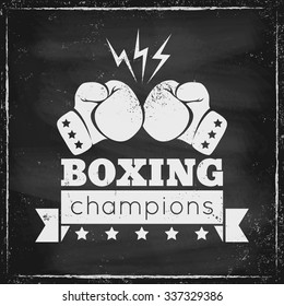 Vintage logo for a boxing on grunge background