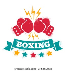 Vintage logo for a boxing on grunge background