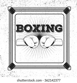 Vintage logo for a boxing on grunge background. Boxing logo, label, print, invitation. Sport inspiration fitness boxing illustration and logo. 
