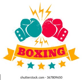 Vintage logo for a boxing on grunge background