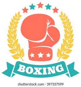 Vintage logo for a boxing with ribbon