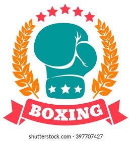 Vintage logo for a boxing with ribbon