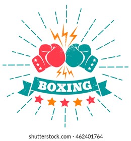 Vintage logo for a boxing with ribbon