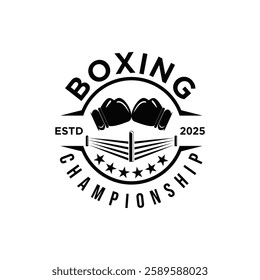 vintage logo for boxing with two minimalist gloves