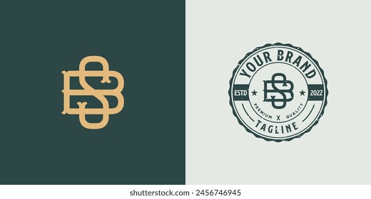 vintage logo BS letters circle emblem