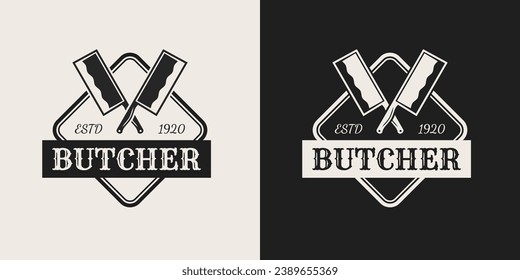 vintage logo for butcher, logo design template