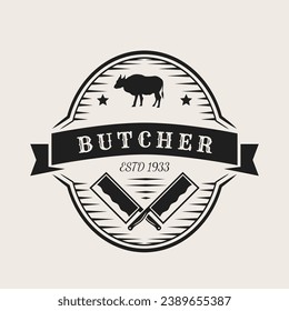 vintage logo for butcher, logo design template