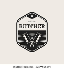 vintage logo for butcher, logo design template