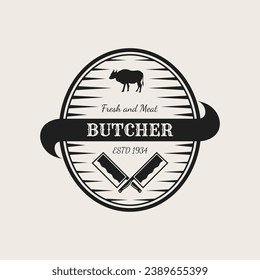 vintage logo for butcher, logo design template