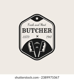 vintage logo for butcher, logo design template