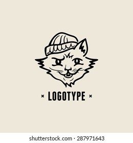 Vintage logo with a cat